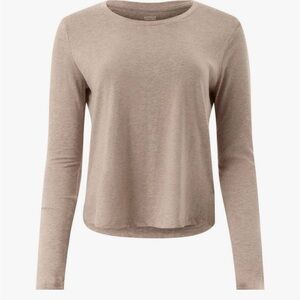 Girlfriend Collective Leila Long Sleeve Tee Sz Small Oatmeal/Tan Color *Hole